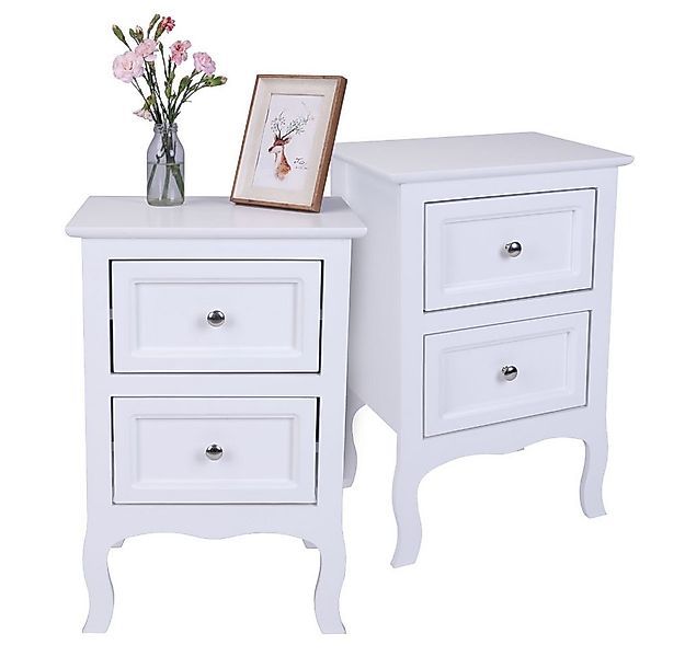 VINGLI Nachttisch Beistelltisch Weiß, Nachtschrank mit 2 Schubladen,Nachtko günstig online kaufen
