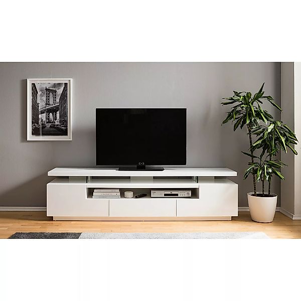 home24 loftscape TV-Lowboard Lisby Hochglanz Weiß MDF 200x51x42 cm (BxHxT) günstig online kaufen