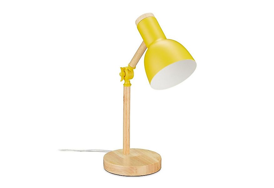 relaxdays Schreibtischlampe Holz verstellbar, gelb günstig online kaufen