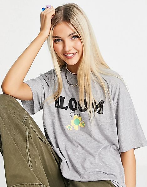Native Youth – Big Boy – T-Shirt mit Blütengrafik-Grau günstig online kaufen