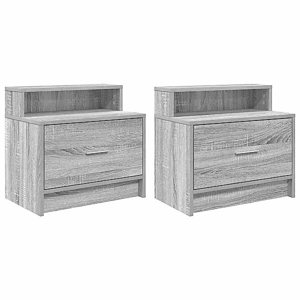 vidaXL Nachttische mit Schublade 2 Stk, Grau Sonoma 51x31x47 cm 858679 günstig online kaufen