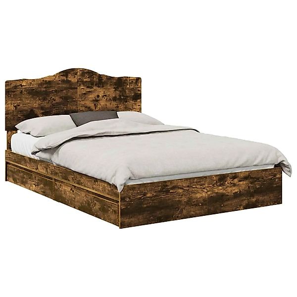 vidaXL Stauraumbett Räuchereiche 140 x 200 cm Holzwerkstoff 3413503 günstig online kaufen