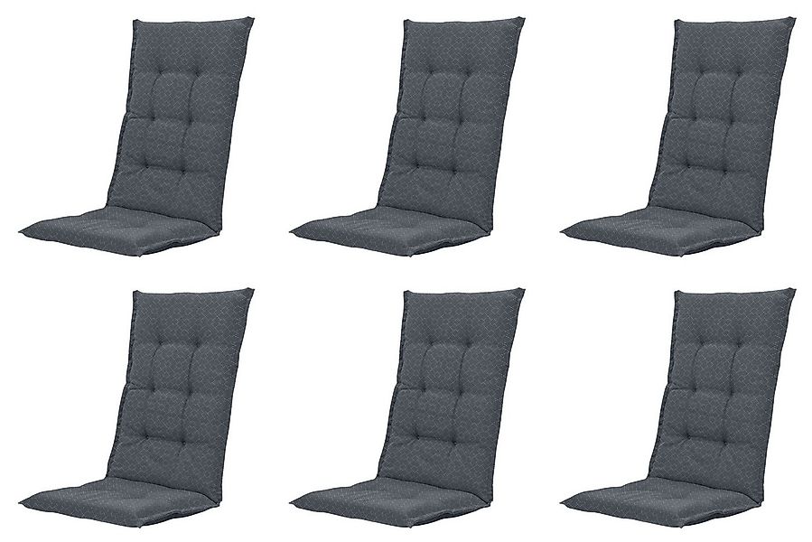 Gardissimo Hochlehnerauflage 6 er Set Gartenstuhlauflagen Check grau 120x50 günstig online kaufen