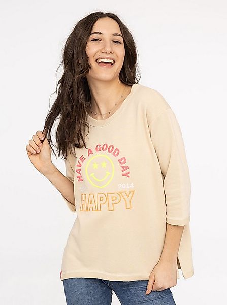 Zwillingsherz Langarmshirt "Happy" 3/4-Arm, Rundhalsausschnitt, Stickerei günstig online kaufen