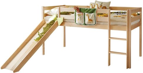 Ticaa Hochbett "Manuel" mit Rollrost, Kiefer massiv natur oder weiß günstig online kaufen