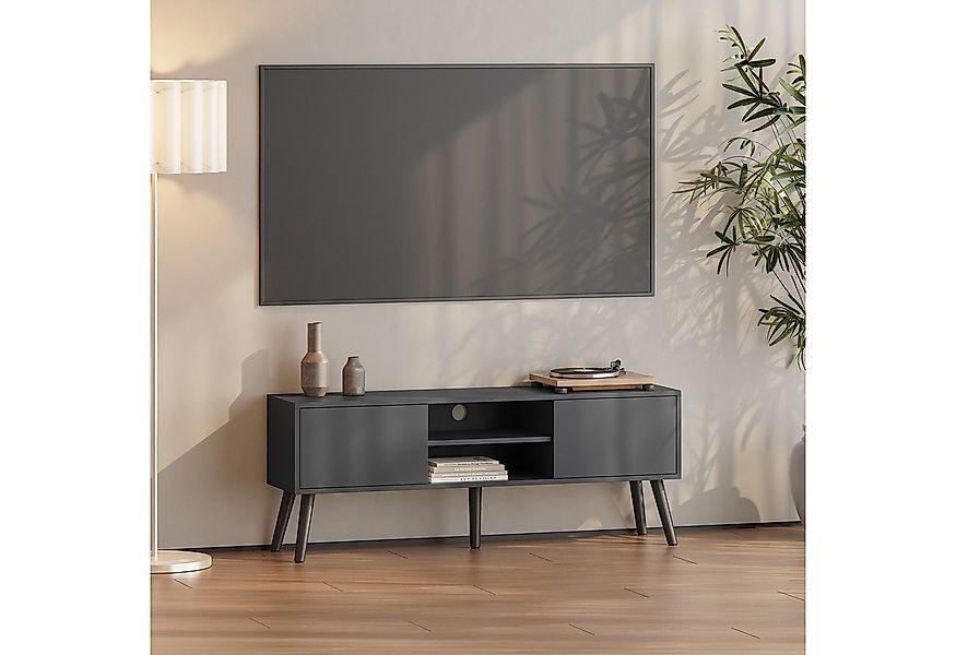 en.casa Lowboard, »Eskilstuna« Fernsehtisch 120x29,5x46,5cm Dunkelgrau günstig online kaufen