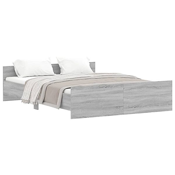 vidaXL Bettgestell mit Kopf- und Fußteil Grau Sonoma 150x200 cm1908394 günstig online kaufen