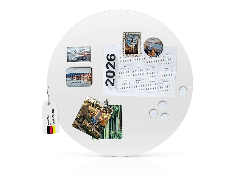 banjado Magnettafel Memoboard Metall Rund Weiß 47cm inkl. 4 Magnete und Mon günstig online kaufen