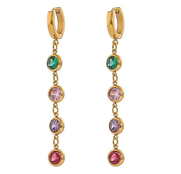 SHELAGO Paar Ohrhänger mit Zirkon Steinen - Creolen mit bunten Steinen (ink günstig online kaufen