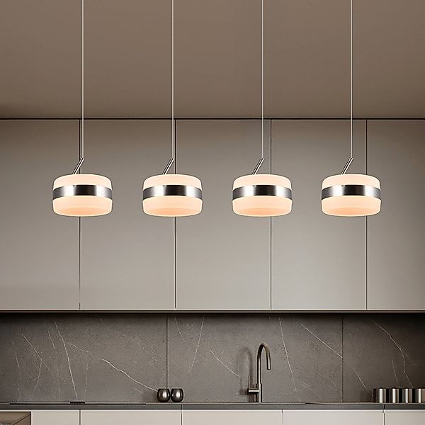 LED-Pendellampe Dios, nickelfarben, Länge 85 cm, CCT, 4-flg. günstig online kaufen