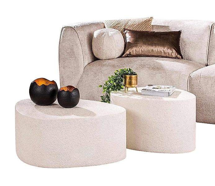 LEVEN Lifestyle Couchtisch ESTONA 2´er Set Sofatisch Marmor Verbundstoff (2 günstig online kaufen