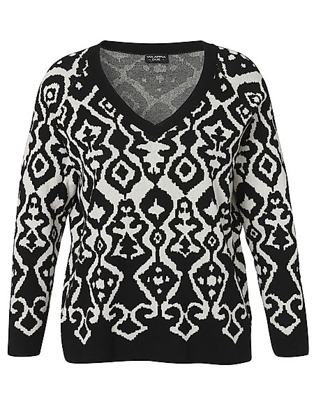VIA APPIA DUE V-Ausschnitt-Pullover mit zweifarbigem günstig online kaufen