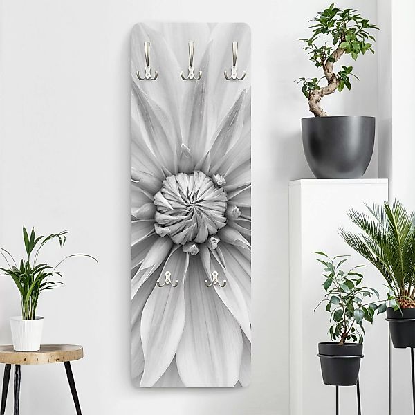 Wandgarderobe Holzpaneel Botanische Blüte in Weiß günstig online kaufen