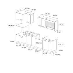 Vicco Küchenzeile R-Line, Blau-Grau/Eiche, 300 cm günstig online kaufen