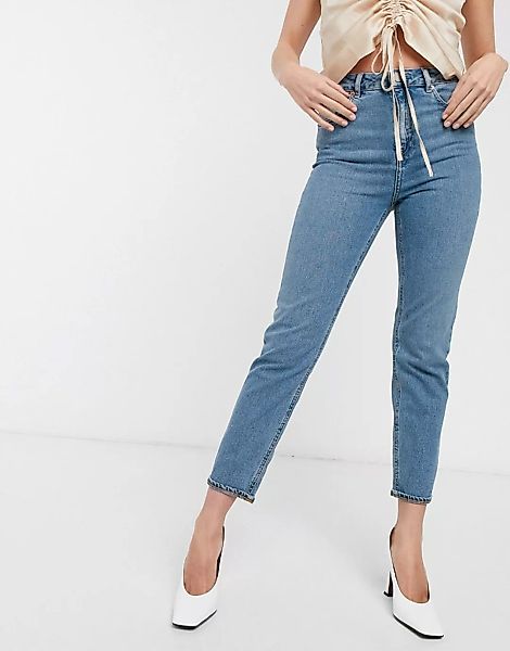ASOS DESIGN – Farleigh – Schmale Mom-Jeans aus recycelten Materialien mit h günstig online kaufen