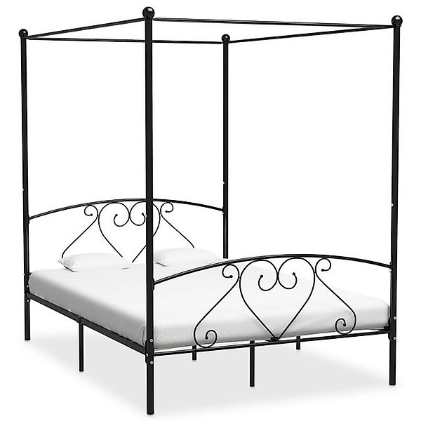 Himmelbett-gestell Schwarz Metall 140 X 200 Cm günstig online kaufen