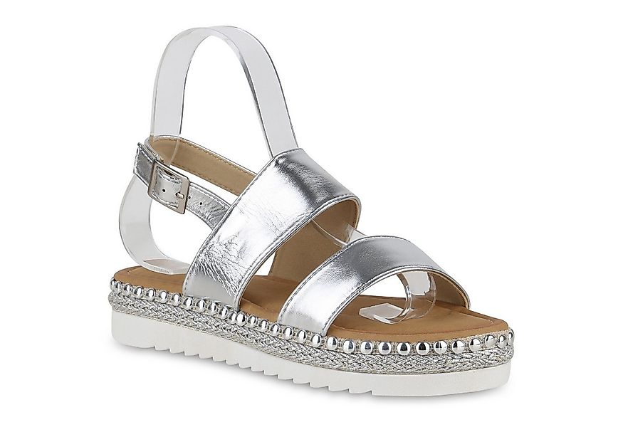 VAN HILL 841105 Plateausandaletten Damen Plateau Sandaletten Nieten Leder-O günstig online kaufen