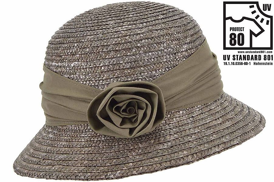 Seeberger Strohhut Elegante Glockenhut mit Blume & UV-Schutz 80 günstig online kaufen