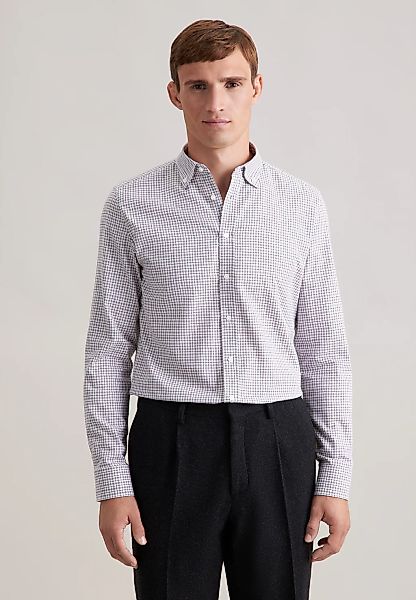 seidensticker Flanellhemd "Schwarze Rose" Slim 1/1 Button-Down-Kragen Karo günstig online kaufen