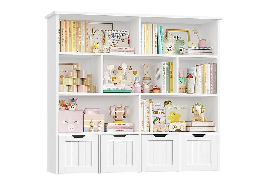 Homfa Kinderregal mit 4 Spielzeugkisten auf Rollen, Spielzeugregal mit 7 of günstig online kaufen