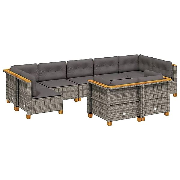 vidaXL 9-Tlg Garten-Sofagarnitur mit Kissen Grau Poly Rattan 3261990 günstig online kaufen