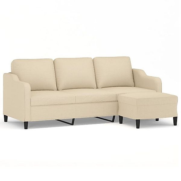 vidaXL Sofa, 3-Sitzer-Sofa mit Hocker Creme 180 cm Stoff günstig online kaufen