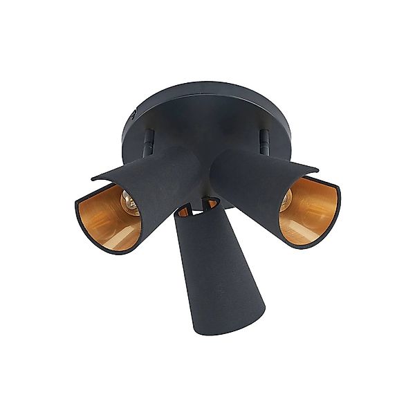 Lindby Deckenlampe Zylindro 9627319 Modern in Schwarz aus Textil 3-flammig günstig online kaufen