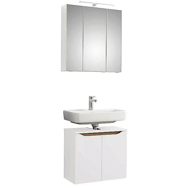 Badezimmer Waschplatz Set in Weiß Glanz mit Weiß Hochglanz QUEIMADOS-66, B/ günstig online kaufen