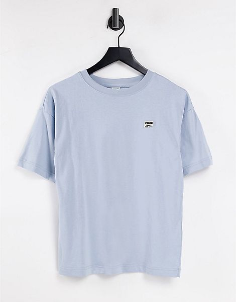 Puma – Downtown – Oversize-T-Shirt in Nebelblau mit Logo günstig online kaufen
