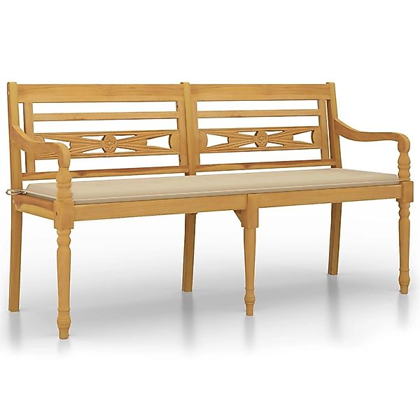 Vidaxl Batavia-bank Mit Beigem Kissen 150 Cm Massivholz Teak günstig online kaufen
