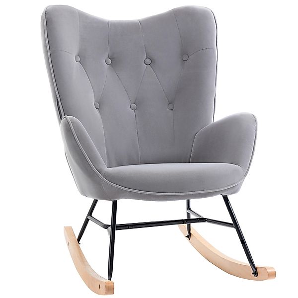 HOMCOM Schaukelsessel Polyester Schaumstoff Hellgrau+Natur 65B x 70T x 96H günstig online kaufen