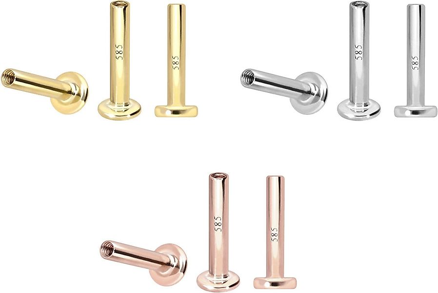 PIERCINGLINE Piercing-Set 14/18 Karat Gold Labret mit Innengewinde ohne Auf günstig online kaufen