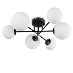 hofstein Deckenleuchte Deckenlampe aus Metall/Riffelglas in günstig online kaufen
