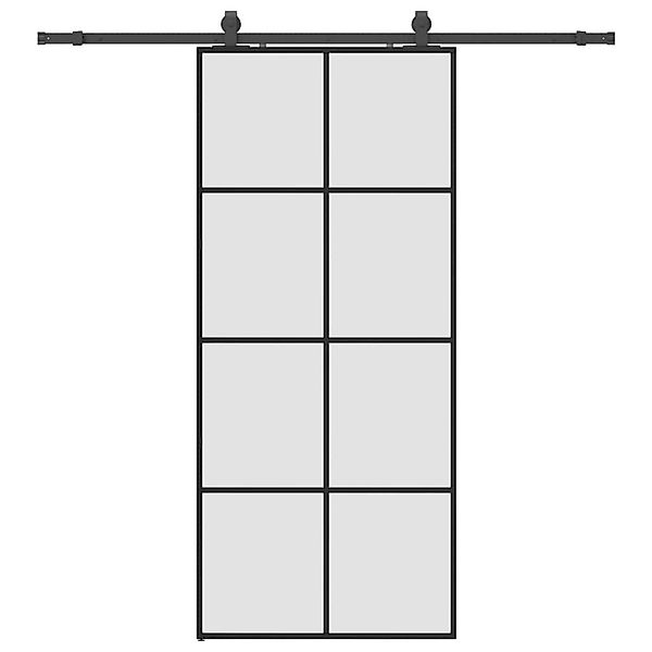 vidaXL Schiebetür mit Beschlag Schwarz 90x205 cm ESG-Glas 3375865 günstig online kaufen