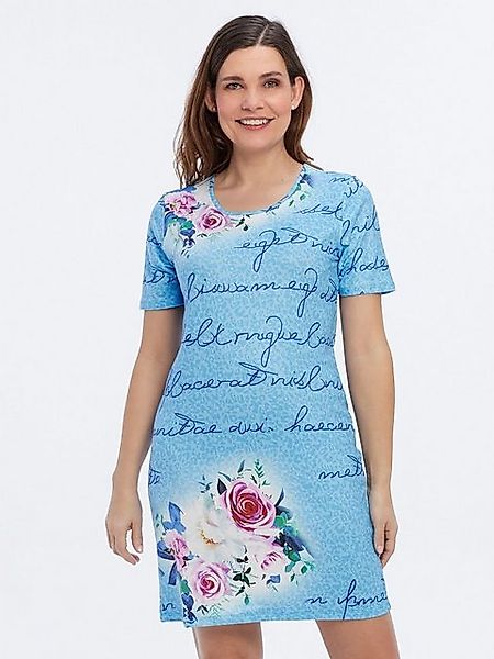 Belli Beaux Langarmshirt Bigshirt elastisch mit Schriftzügen und Blumenmust günstig online kaufen