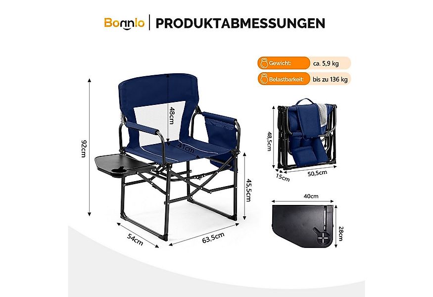 VINGLI Campingstuhl faltbar – Strandstuhl, Klappstuhl leicht mit Getränkeha günstig online kaufen