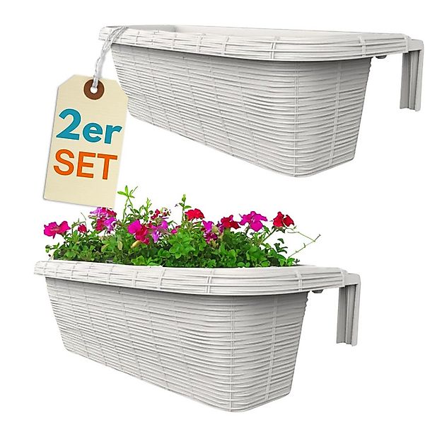 GarPet Balkonkasten 2er Set Blumen Kasten Balkon Geländer Wasserspeicher Ra günstig online kaufen