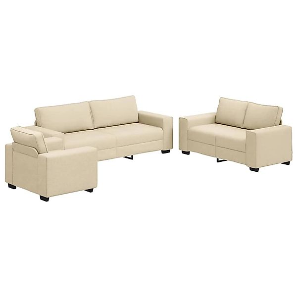 vidaXL 3-Teiliges Sofa-Set mit Kissen Creme Stoff 3324656 günstig online kaufen