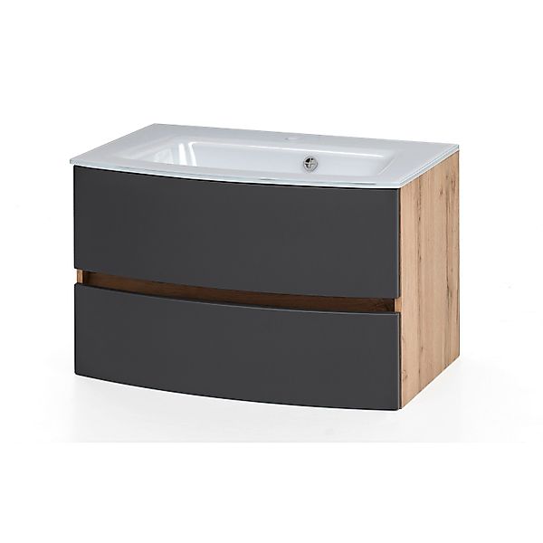 Held Möbel Einzelwaschtisch Salerno 80 cm Grau Matt mit Softclose günstig online kaufen