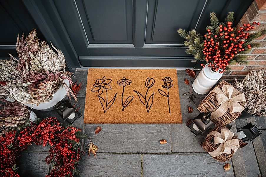 HANSE Home Fußmatte "Kokos Line-Art Flowers, Türmatte" rechteckig 15 Höhe S günstig online kaufen
