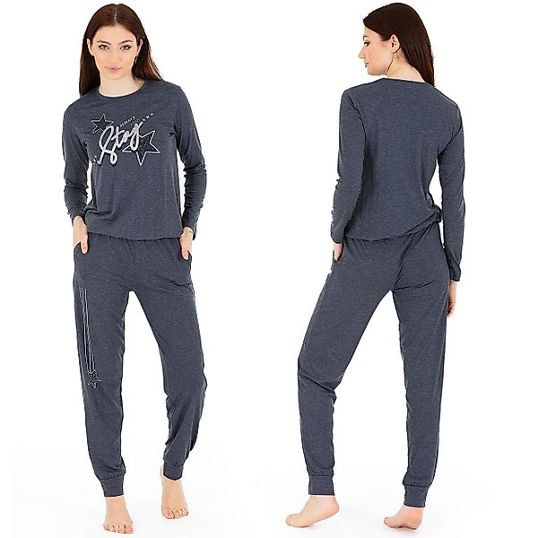 LOREZA Schlafanzug Schlafanzug Pyjama langarm- Stern günstig online kaufen