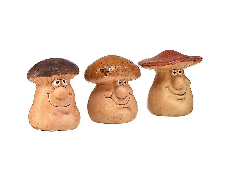 Viana Streudeko Fröhliche Pilz Dekofiguren 3er-Set Braun 6.5 cm Garten Heim günstig online kaufen