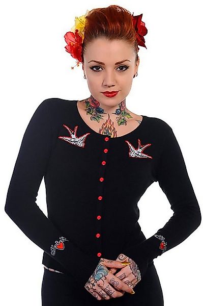 Banned Strickjacke Rockabilly Swallows Retro Vintage Cardigan günstig online kaufen