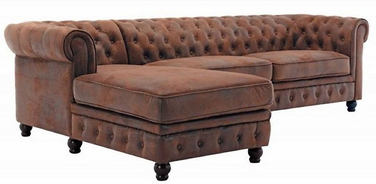 Casa Padrino Chesterfield-Sofa Chesterfield Ecksofa Links Antik Braun - Mic günstig online kaufen