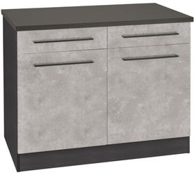 KOCHSTATION Unterschrank "KS-Tulsa" 100 cm breit, 2 Schubkästen, 2 Türen, s günstig online kaufen
