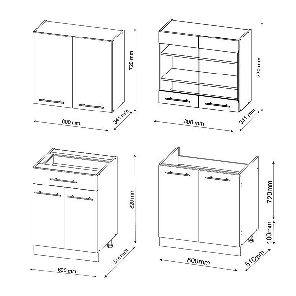 Vicco Küchenzeile Fame-Line, Grün-Gold Landhaus/Anthrazit, 140cm günstig online kaufen