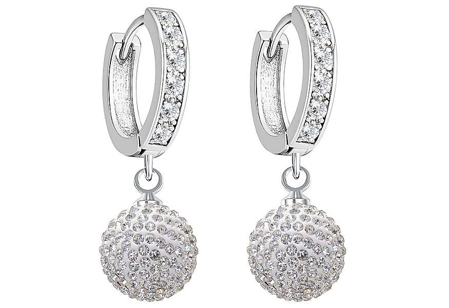 LÖB Paar Creolen Silber Creolen Glitzerkugel Perlen Anhänger Zirkonia Ohrri günstig online kaufen