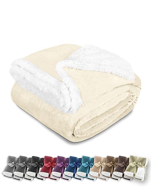 Wohndecke in Lammfell‑Optik - Kuscheldecke flauschig günstig online kaufen