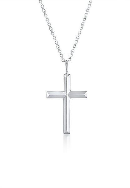 Kuzzoi Lange Kette Herren mit Kreuz Oxidiert Massiv 925 Silber, Kreuz günstig online kaufen