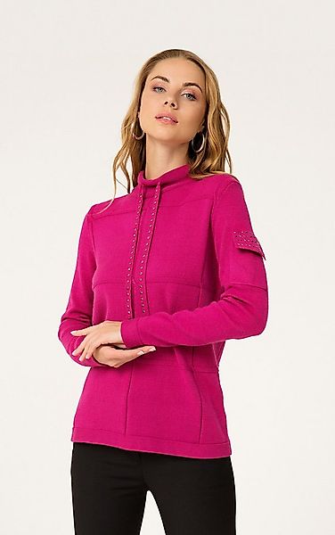 Passioni Strickpullover Sweatshirt mit Taschendetail und Strass günstig online kaufen